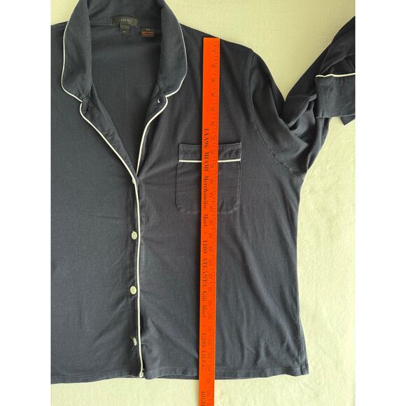 J Crew Women’s Navy Short Pajama Set Long Sleeves XXL Lounge Sleep Wear Cotton - Picture 7 of 13